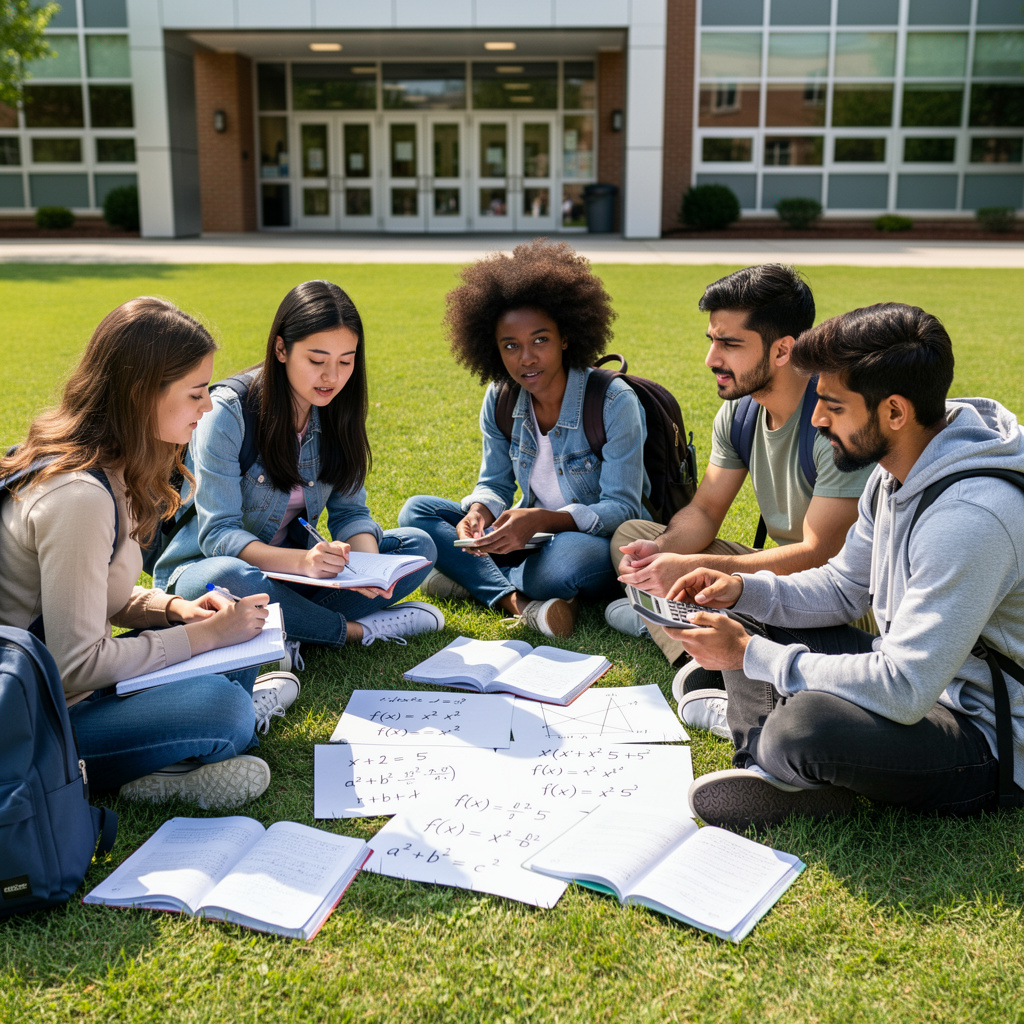 Élèves étudiant les maths